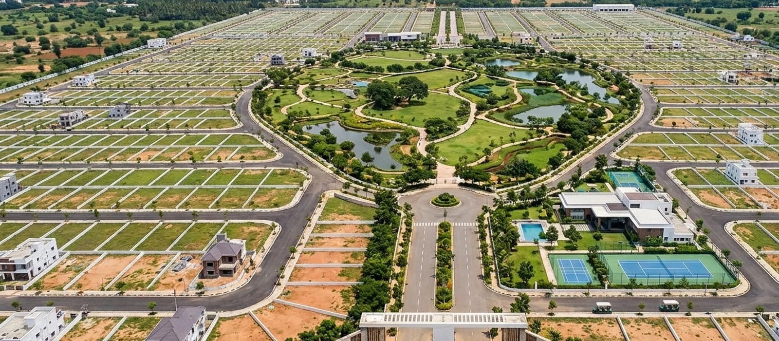 Central green and walkway render at Prestige Meesaganahalli, Devanahalli, North Bengaluru